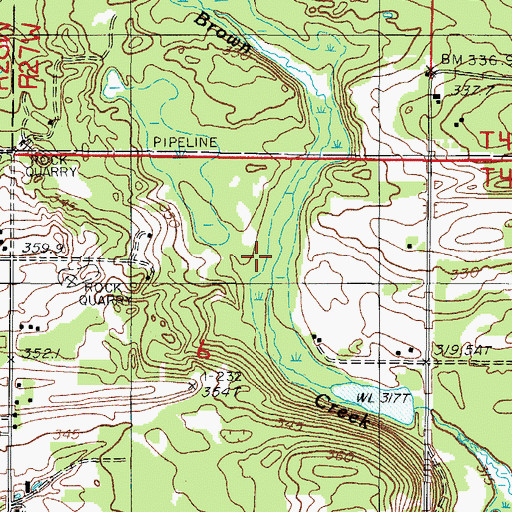 Topographic Map of Brown Creek, MI