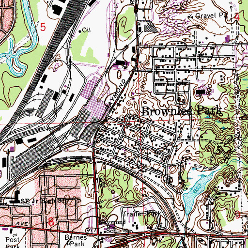 Topographic Map of Brownlee Park, MI