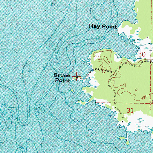 Topographic Map of Bruce Point, MI