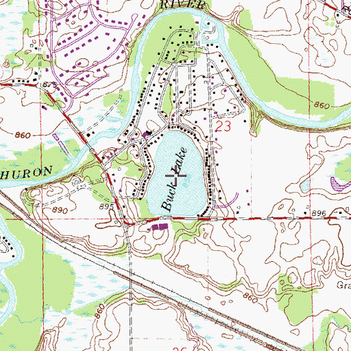 Topographic Map of Buck Lake, MI
