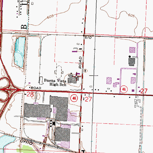 Topographic Map of Buena Vista High School, MI