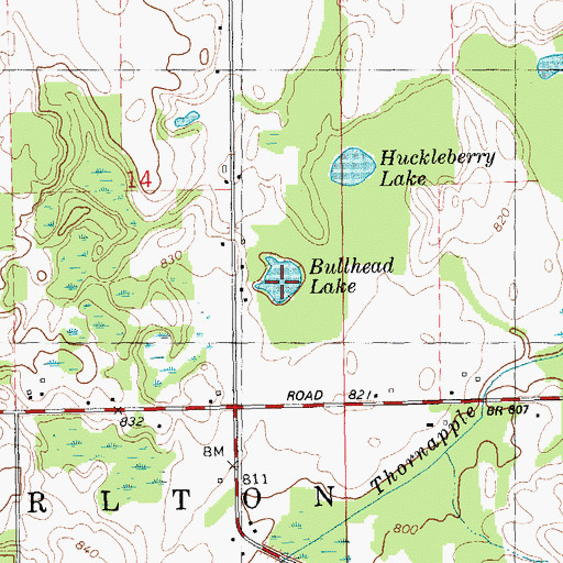 Topographic Map of Bullhead Lake, MI