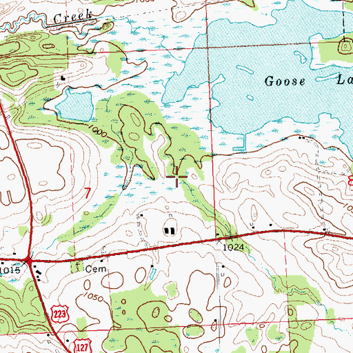 Topographic Map of Burk Drain, MI