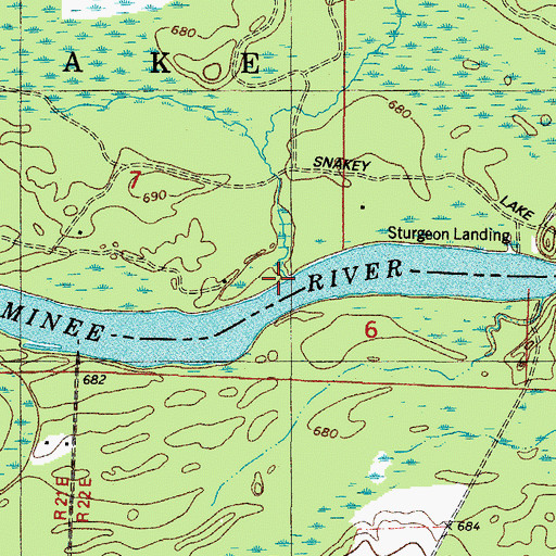Topographic Map of Burke Creek, MI