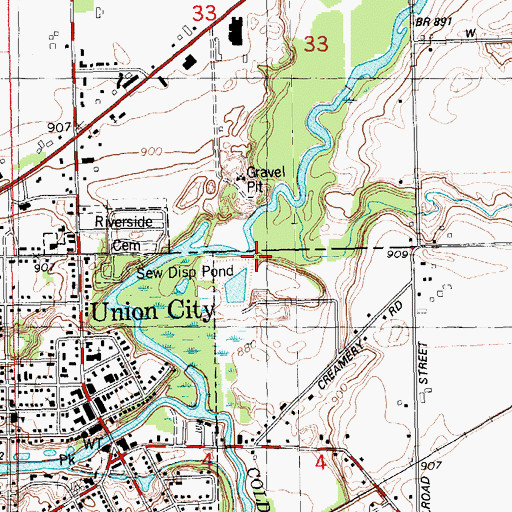 Topographic Map of Burnett Creek, MI