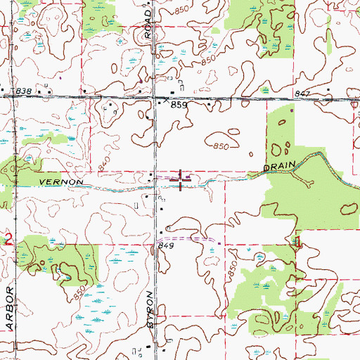 Topographic Map of Burns and Vernon Drain, MI