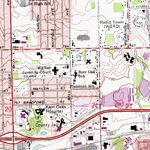 Topographic Map of Burr Oak School, MI