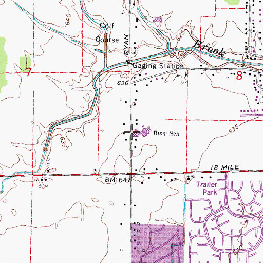 Topographic Map of Burr School, MI