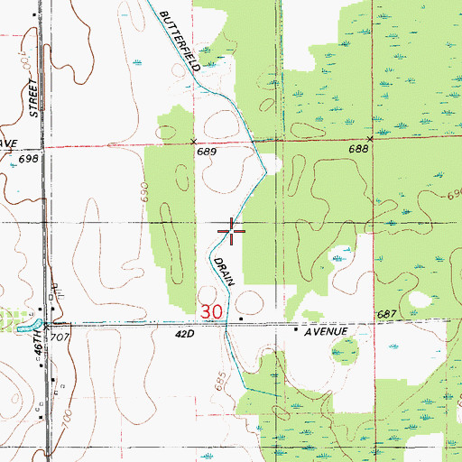 Topographic Map of Butterfield Drain, MI
