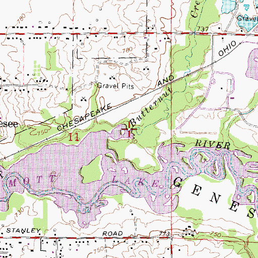 Topographic Map of Butternut Creek, MI