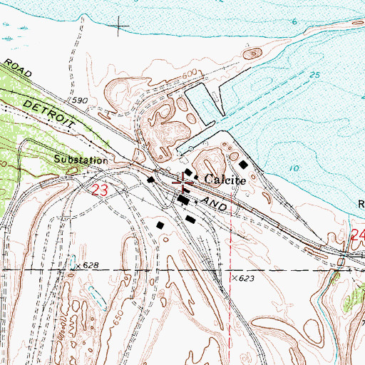 Topographic Map of Calcite, MI
