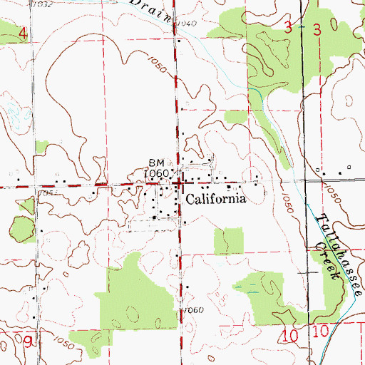 Topographic Map of California, MI