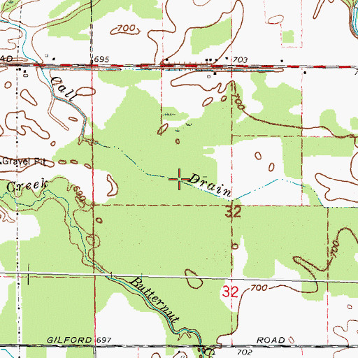Topographic Map of Call Drain, MI