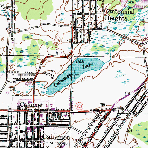 Topographic Map of Calumet Lake, MI