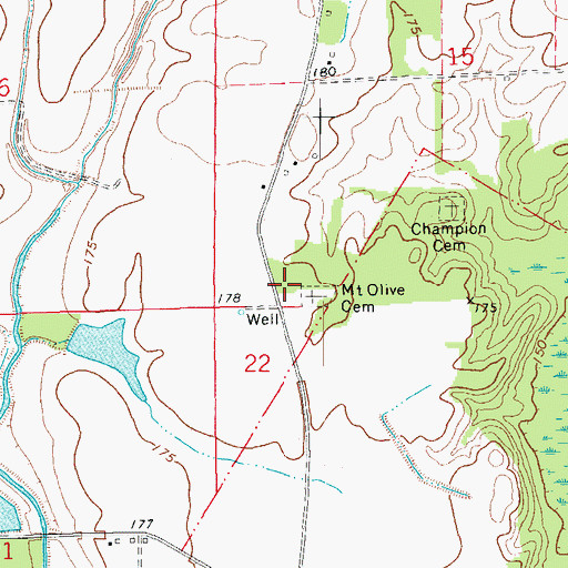 Topographic Map of Mount Olive Church (historical), AR