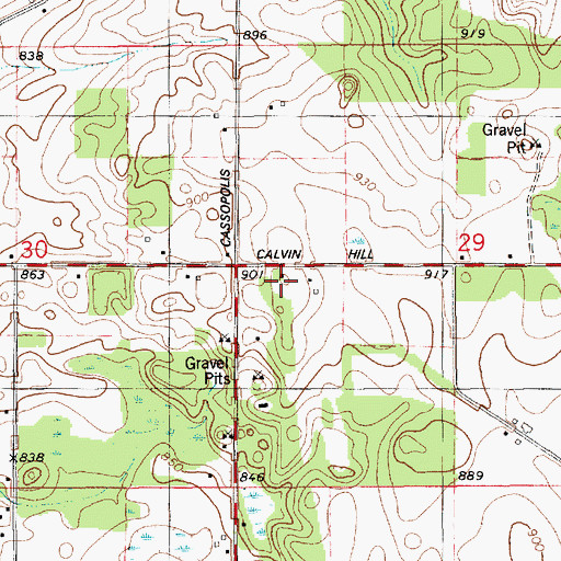 Topographic Map of Calvin Hill School, MI