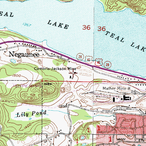 Topographic Map of Cambria-Jackson Mine, MI