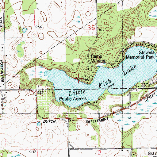 Topographic Map of Camp Bryan, MI