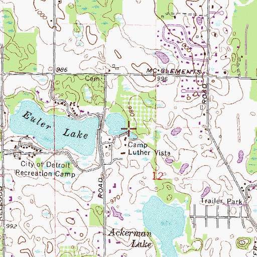 Topographic Map of Camp Luther Vista, MI