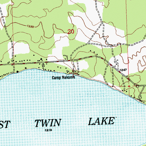 Topographic Map of Camp Nakomis, MI