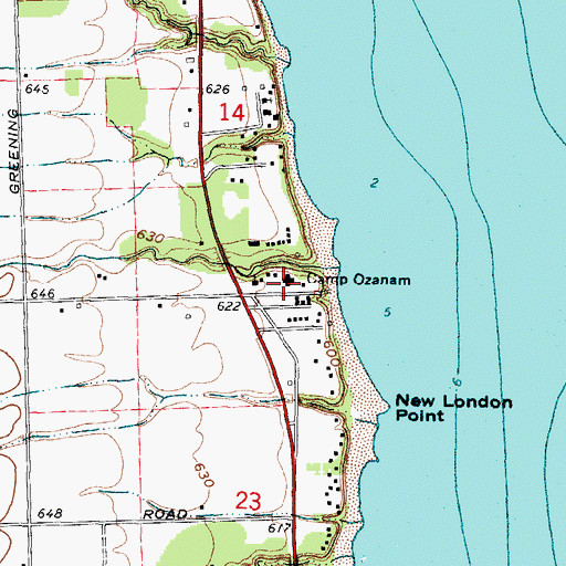 Topographic Map of Camp Ozanam, MI