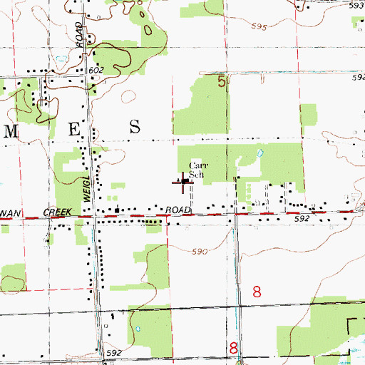Topographic Map of Carr School, MI