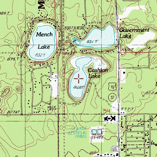 Topographic Map of Cashion Lake, MI