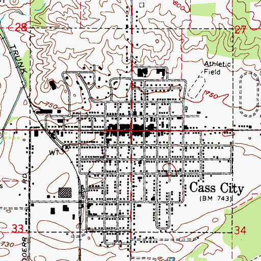 Topographic Map of Cass City, MI