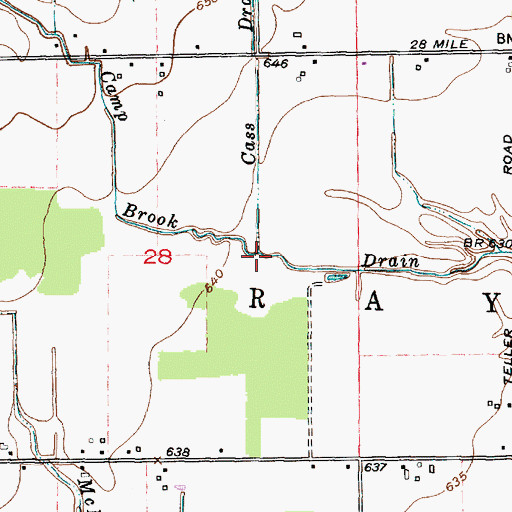 Topographic Map of Cass Drain, MI