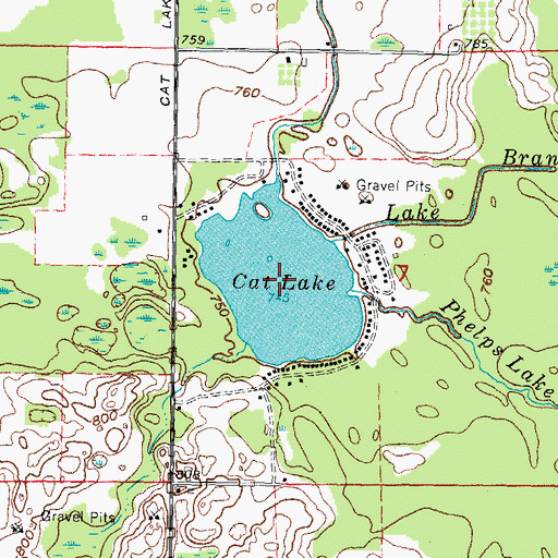 Topographic Map of Cat Lake, MI