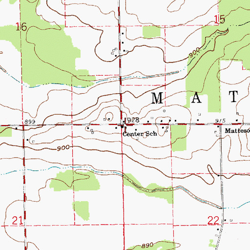 Topographic Map of Center School, MI