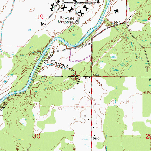 Topographic Map of Chambers Drain, MI