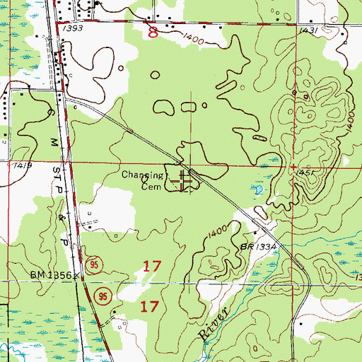 Topographic Map of Channing Cemetery, MI