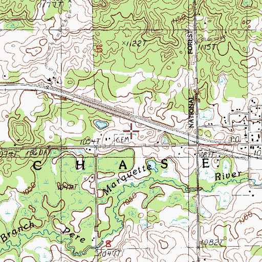 Topographic Map of Chase Cemetery, MI