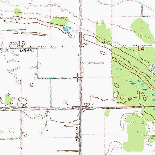 Topographic Map of Check Drain, MI