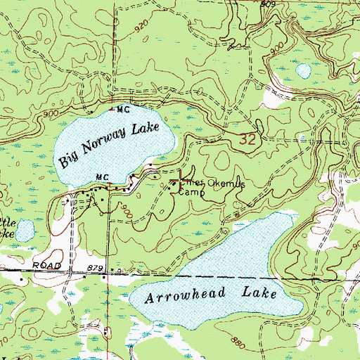 Topographic Map of Chief Okemus Camp, MI