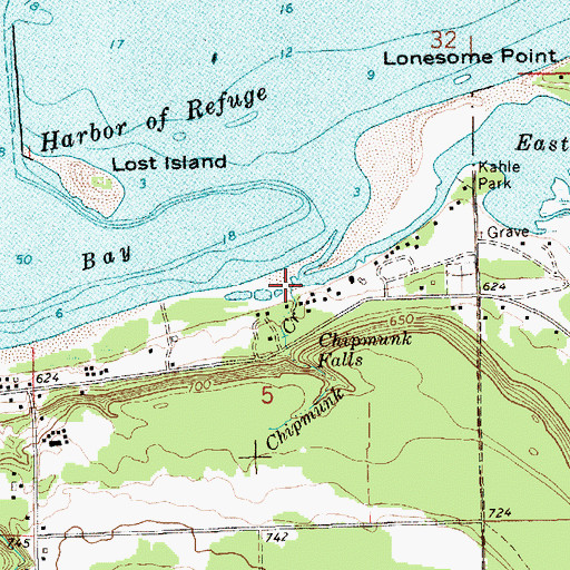 Topographic Map of Chipmunk Creek, MI