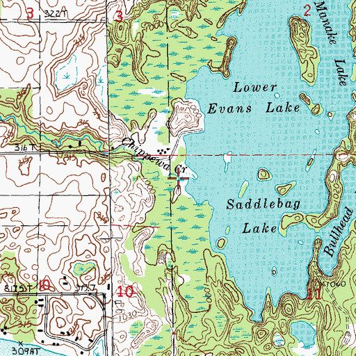 Topographic Map of Chippewa Creek, MI