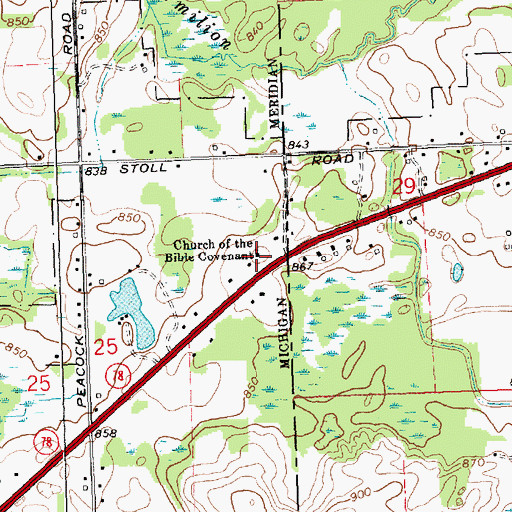 Topographic Map of Church of the Bible Covenant, MI