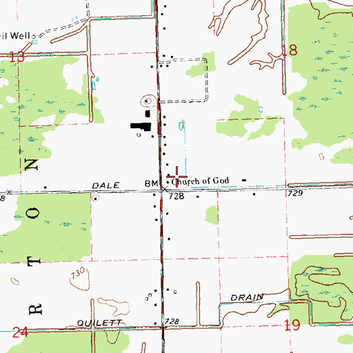 Topographic Map of Beaverton Baptist Church, MI