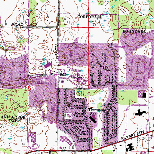 Topographic Map of Clague Middle School, MI