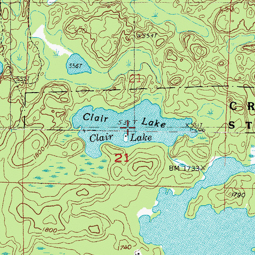 Topographic Map of Clair Lake, MI