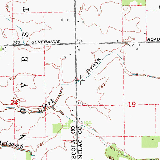 Topographic Map of Clark Drain, MI
