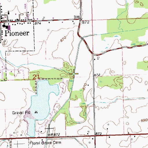 Topographic Map of Clear Fork, OH