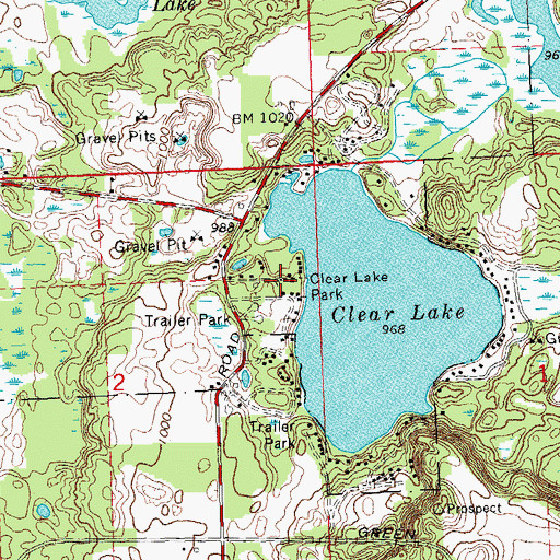 Topographic Map of Clear Lake Park, MI