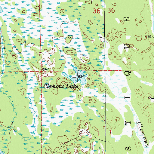 Topographic Map of Clemons Lake, MI