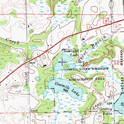 Topographic Map of Cleveland Lake, MI