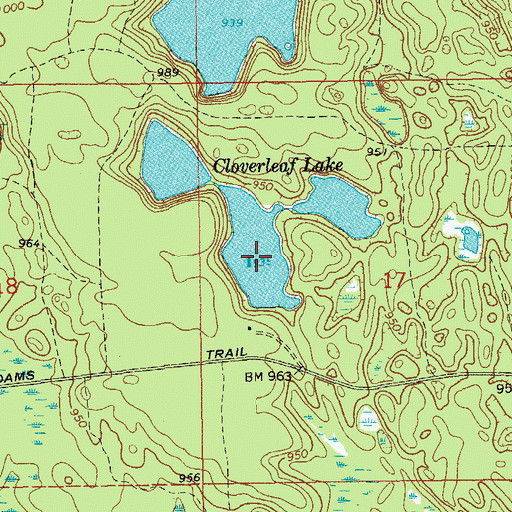 Topographic Map of Cloverleaf Lake, MI