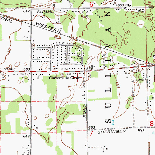 Topographic Map of Cloverville Church, MI
