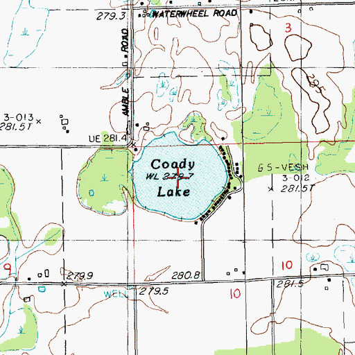 Topographic Map of Coady Lake, MI